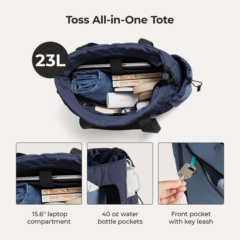 BAGSMART Travel Tote Bag for Women, Lightweight Quilted Shoulder Bag Handbag for Travel Work Gym
