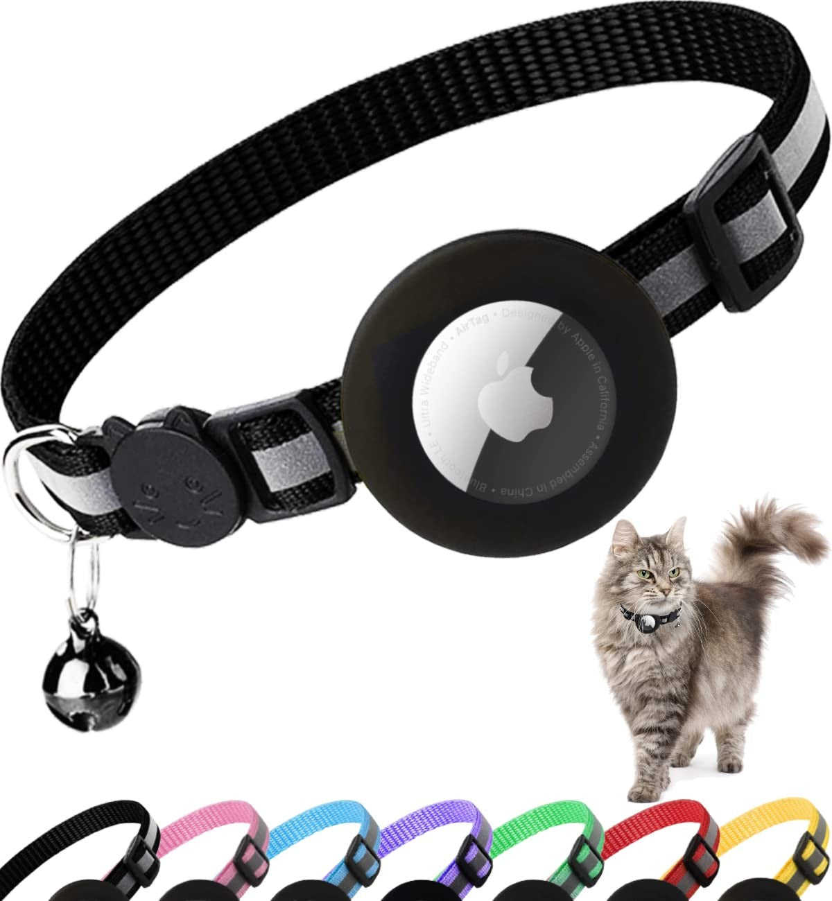 Airtag Cat Collar Breakaway, Reflective for Apple Air Tag