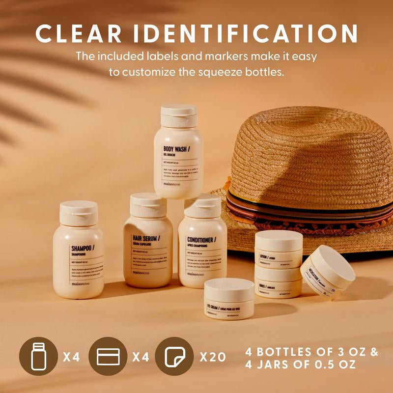 MAISONOVO Travel Bottles for Leak Proof Toiletries, TSA Approved