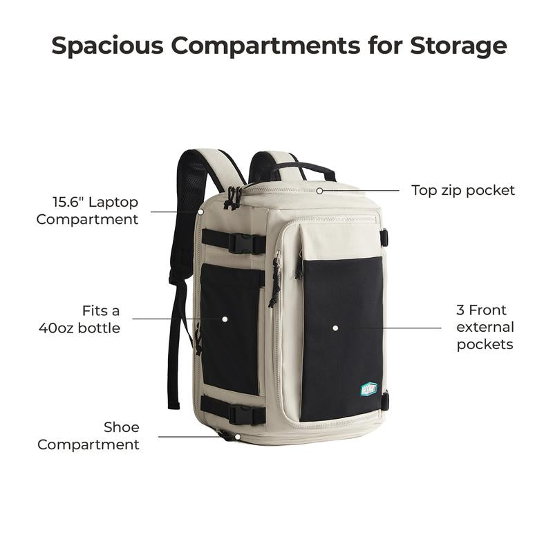 Mesh Carry on Travel Backpack, 15.6" Laptop, Quick Access, Fits 40Oz Water Bottle, Ideal for Airplane Travel