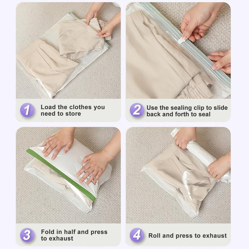 Travel Compression Bag, 6 Counts/Set Transparent Travel Compression Bag, Clothes Storage Bag, Travel Packing Cubes, Clothes Organizer, Home Organizer for Travel, Travel Essentials