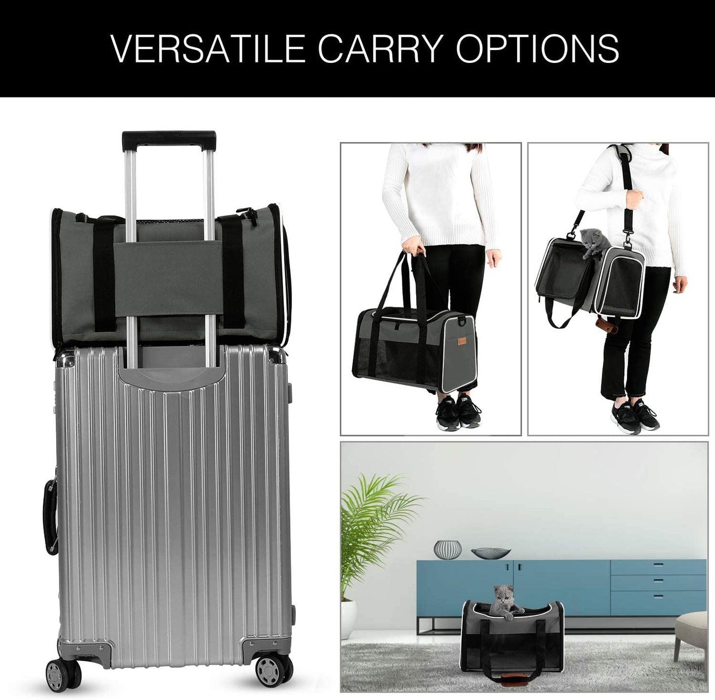 Portable Pet Carrier soft sided for up to 28 Lbs, Airline Approved