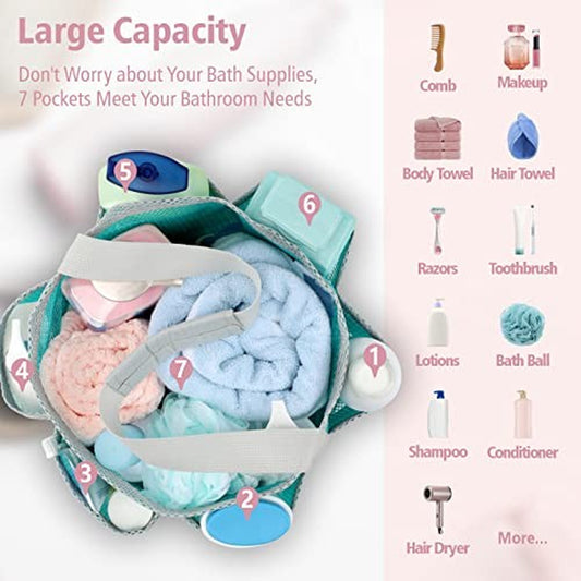 Mesh Shower Caddy Portablearge Capacity Shower Bag Basket L 1 Pack Mint Green
