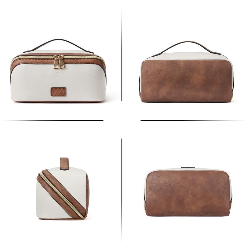 CLUCI Make up Bag Travel Cosmetic Bag Makeup Bag, Large Capacity PU Leather Waterproof Toiletry Bag