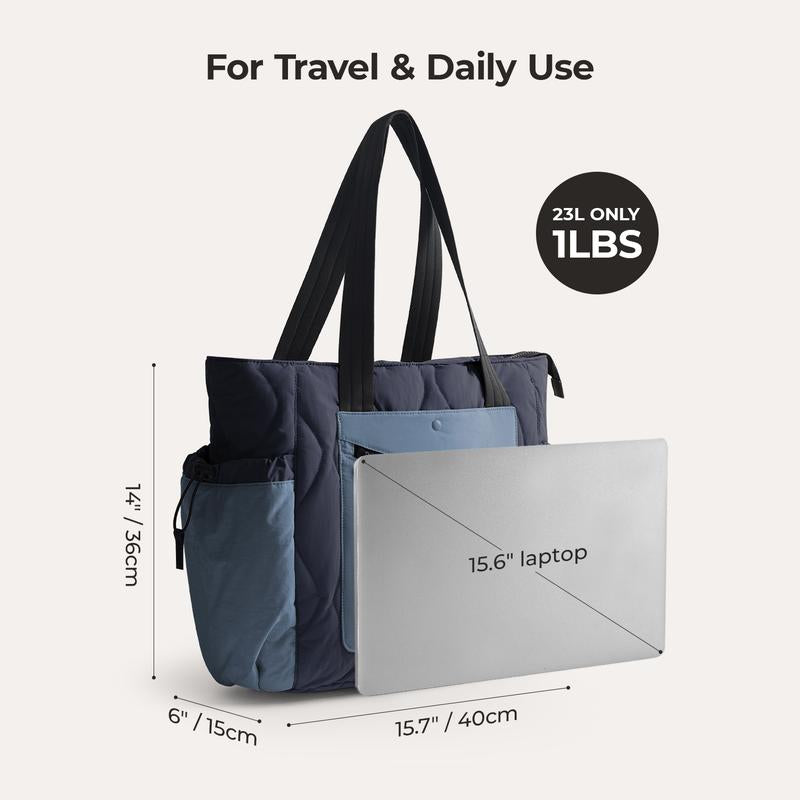 BAGSMART Travel Tote Bag for Women, Lightweight Quilted Shoulder Bag Handbag for Travel Work Gym