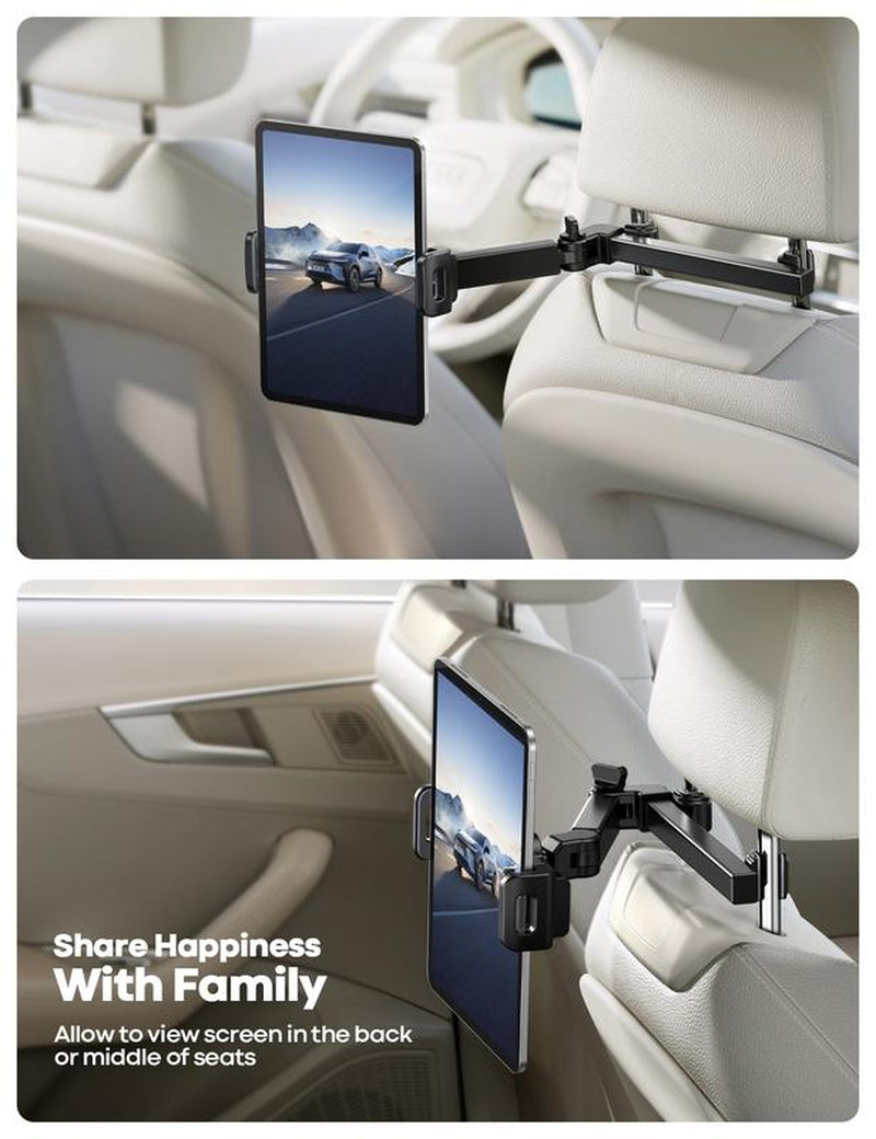 Lamicall Car Headrest Tablet Holder Adjustable Tablet Car Mount for Back Seat, Road Trip Essentials for Kids, for Tablet like Ipad Pro, Air, Mini, Galaxy, Fire HD, Black