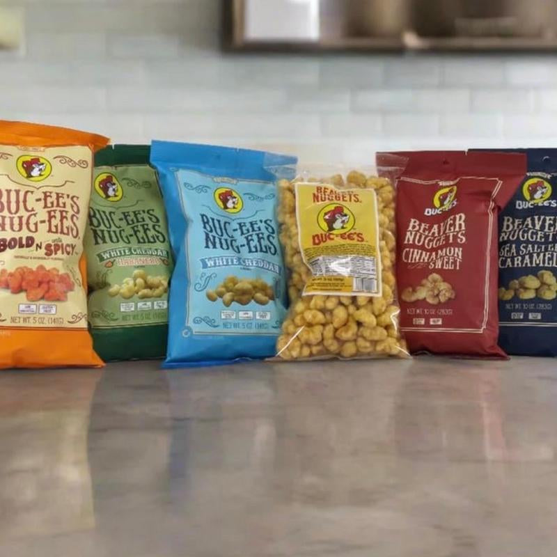 Buc Ee'S Beaver Nuggets Variety Bundle , 6 Flavors: Cinnamon Sweet, Sea Salted Caramel, White Cheddar, Habanero, Bold-N-Sorta Spicy, Candy