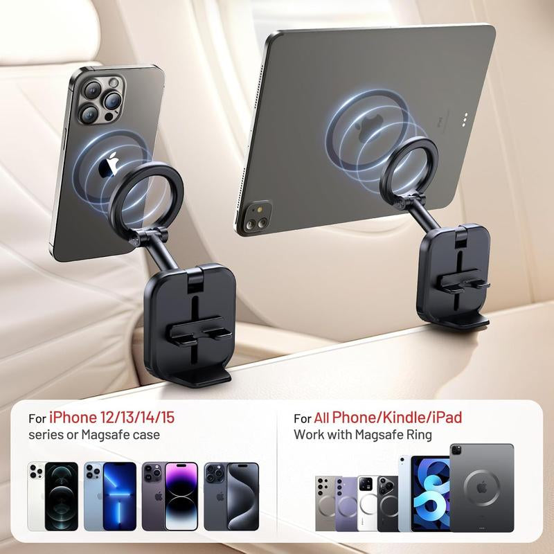 Travel Accessories Airplane Phone Holder for Magsafe, Travel Essentials Phone Mount with Multi-Angle Rotation, Travel Must Haves for Flying Smartphone Stand Cellphone Lisen Phonemount