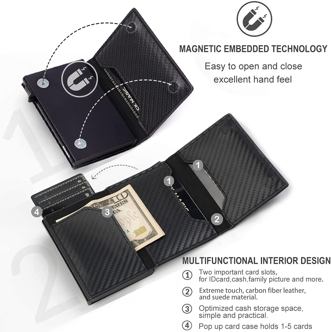 Air Tag Minimalist Men's Wallet, Card Holder, RFID Blocking Wallet (Airtag Carbon Fiber)