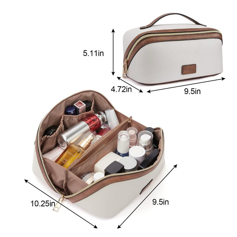 CLUCI Make up Bag Travel Cosmetic Bag Makeup Bag, Large Capacity PU Leather Waterproof Toiletry Bag