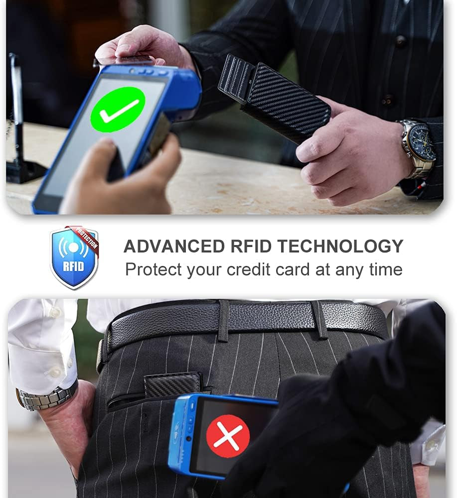 Air Tag Minimalist Men's Wallet, Card Holder, RFID Blocking Wallet (Airtag Carbon Fiber)