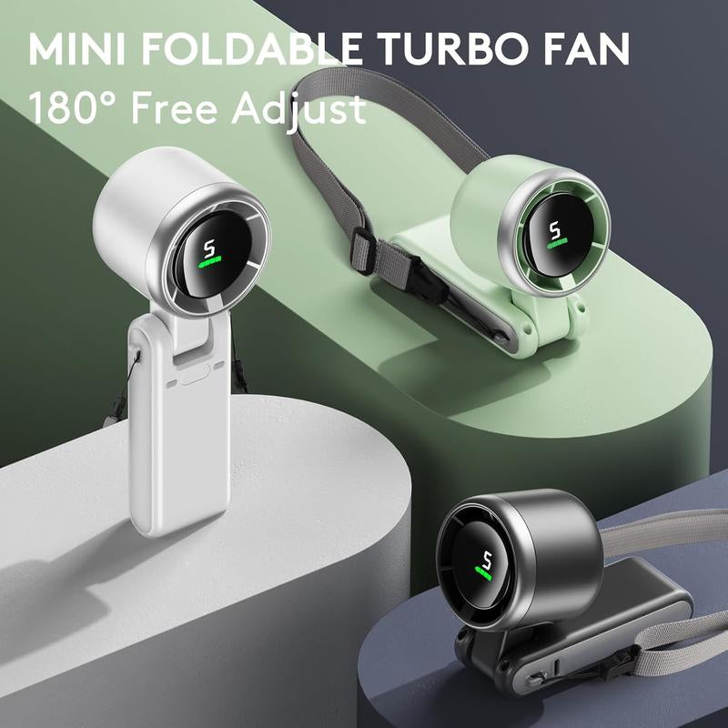Portable Handheld Turbo Fan, 5 Gearwind, up to 10 Working Hours, Air Turbo Tech Cooling Fan for Travel, Working