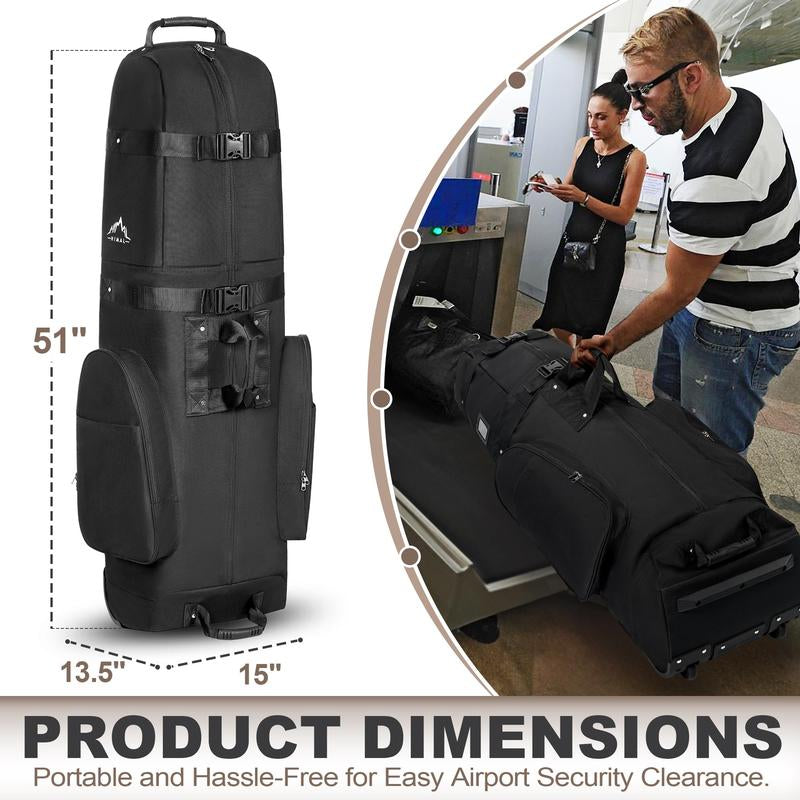 Himal Outdoors Golf Travel Bag, Heavy Duty 600D Polyester Oxford Wear-Resistant, Excellent Zipper Universal Size with Wheels, Soft-Sided Golf Club Travel Cover to Protect Clubs