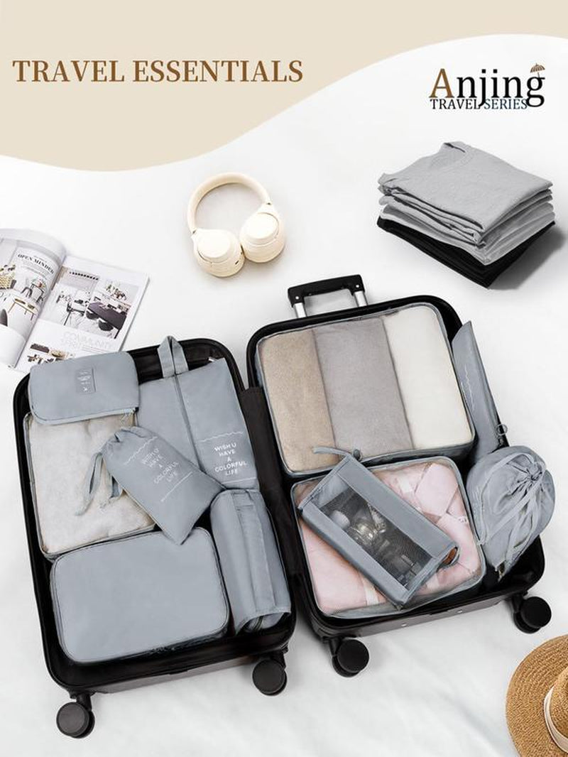 Portable Travel Storage Bag Set, Travel Organizer, Zipper Storage Bag, Suitcase Packing Slogan Graphic Travel Storage Bag, Perfect for Luggage and Suitcase Packing