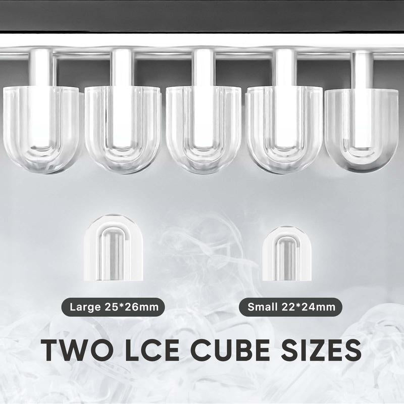 Sweetfurniture Countertop Ice Maker Machine, Basket and Handle, 9 Cubes in 6 Mins, 26.5Lbs/24Hrs, 2 Sizes of Bullet Kitchen Utensils