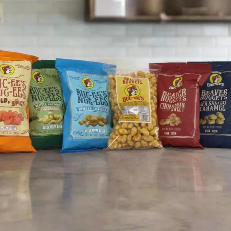 Buc Ee'S Beaver Nuggets Variety Bundle , 6 Flavors: Cinnamon Sweet, Sea Salted Caramel, White Cheddar, Habanero, Bold-N-Sorta Spicy, Candy