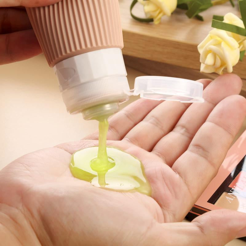 Summer Travel Bottle Set for Small Travel Toiletries, 4 Counts Leak Proof Travel Skincare Containers Bottles, Silicone