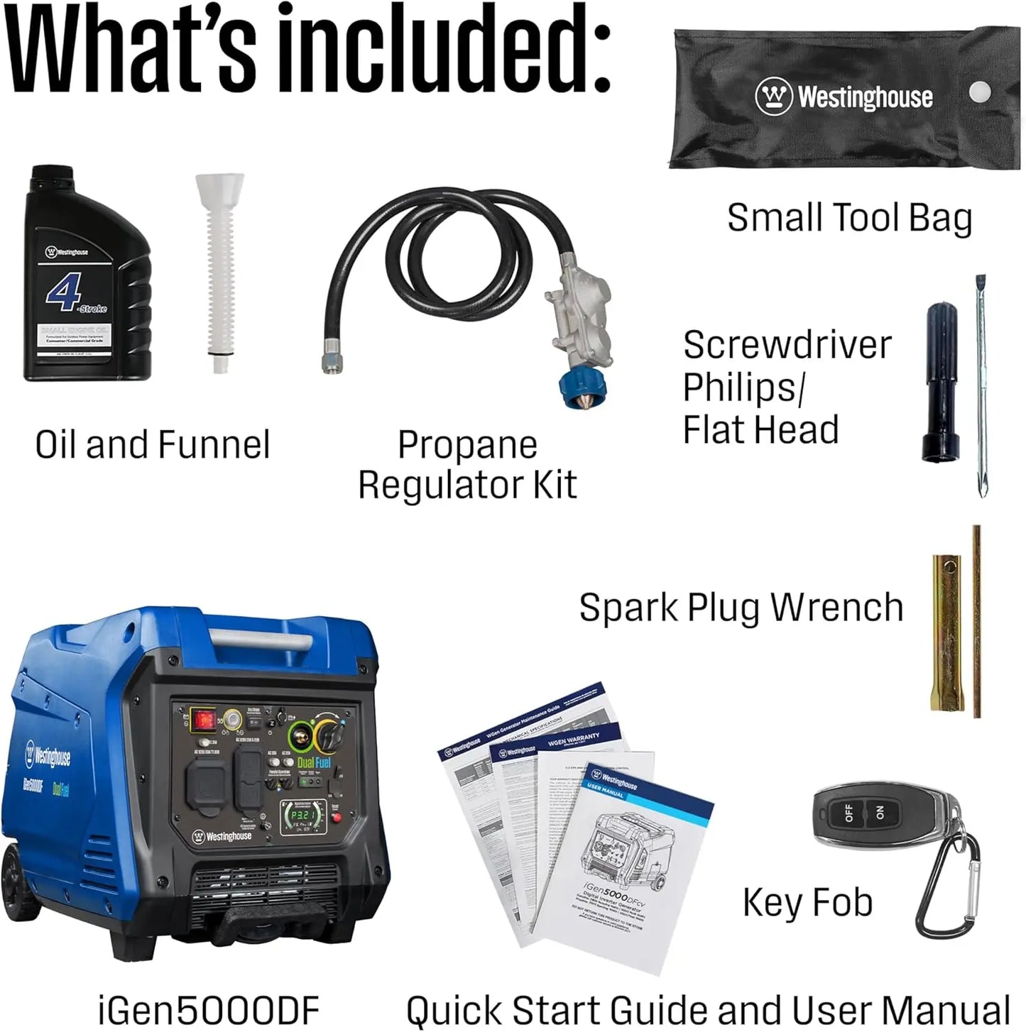 5000 Peak Watt Super Quiet Dual Fuel Portable Inverter Generator,Remote Electric Start,Gas & Propane Powered,Rv Ready 30A Outlet