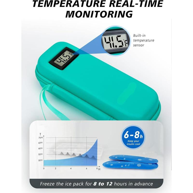 Insulin Cooler Travel Case with Temperature Display, Refrigerated Cooler Travel Case Diabetic Travel Case