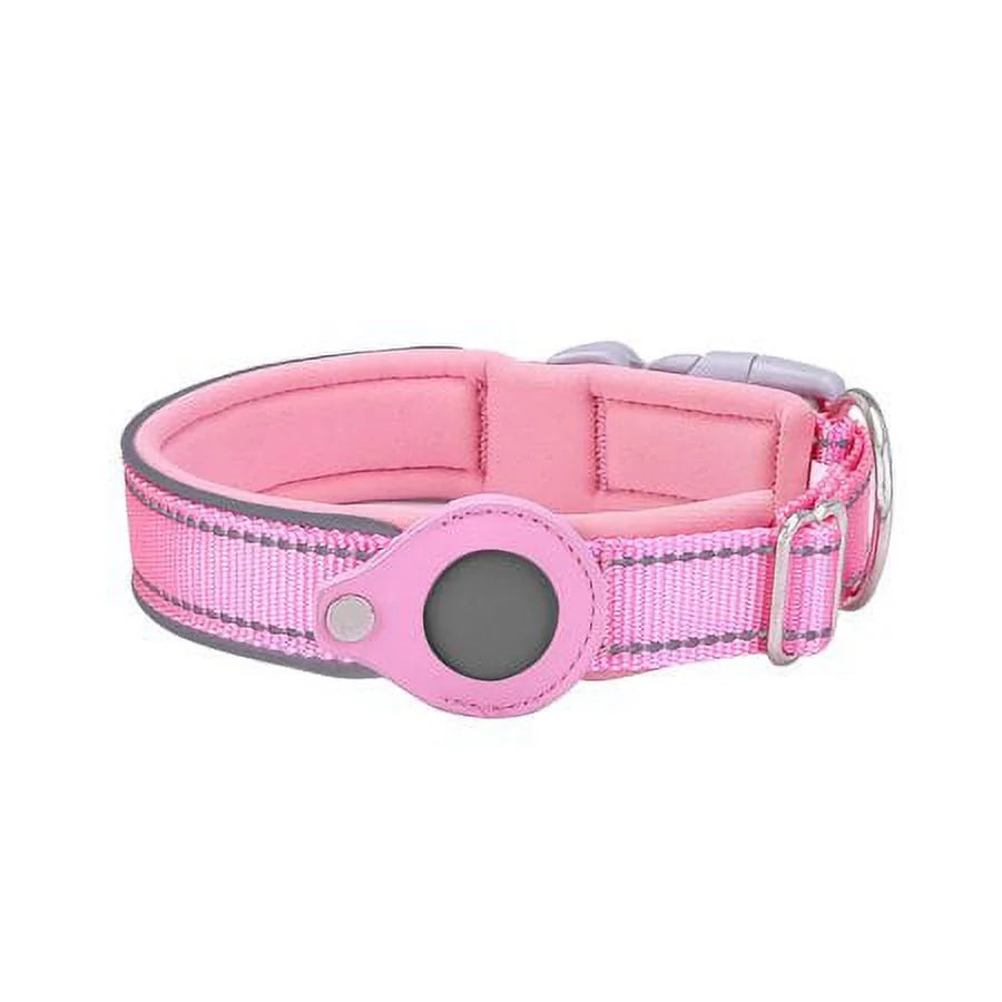 Reflective Airtag Dog Collar,Padded,Adjustable Dog Collar with Airtag Holder Case