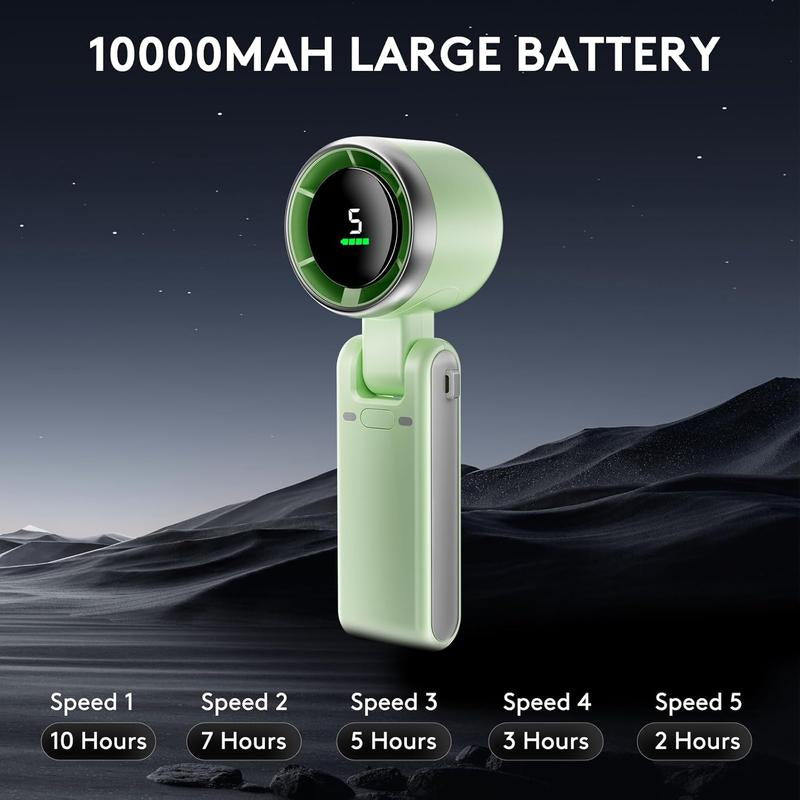 Portable Handheld Turbo Fan, 5 Gearwind, up to 10 Working Hours, Air Turbo Tech Cooling Fan for Travel, Working