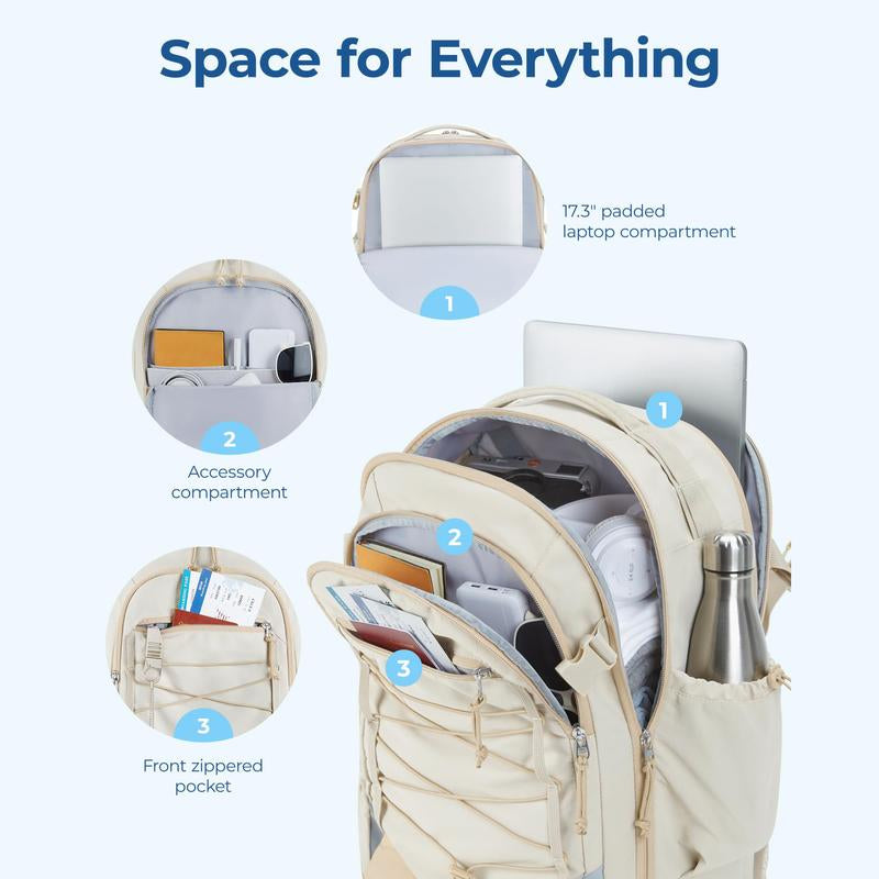 Travel Backpack, 17.3 Inch Carry On Backpack, Shoe Bag,Waterproof,Airline Certified