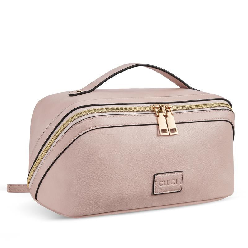 CLUCI Make up Bag Travel Cosmetic Bag Makeup Bag, Large Capacity PU Leather Waterproof Toiletry Bag