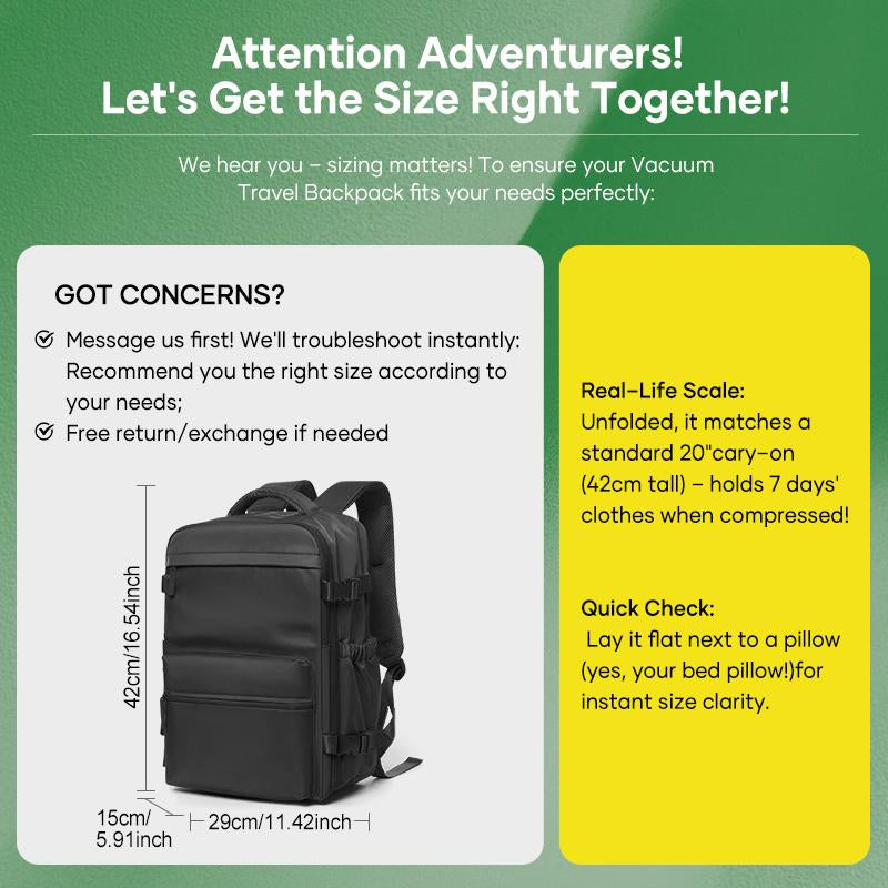 Kibachev Vacuum Travel Backpack,Carry on Backpack,Personal Item, Stylish Daypacks