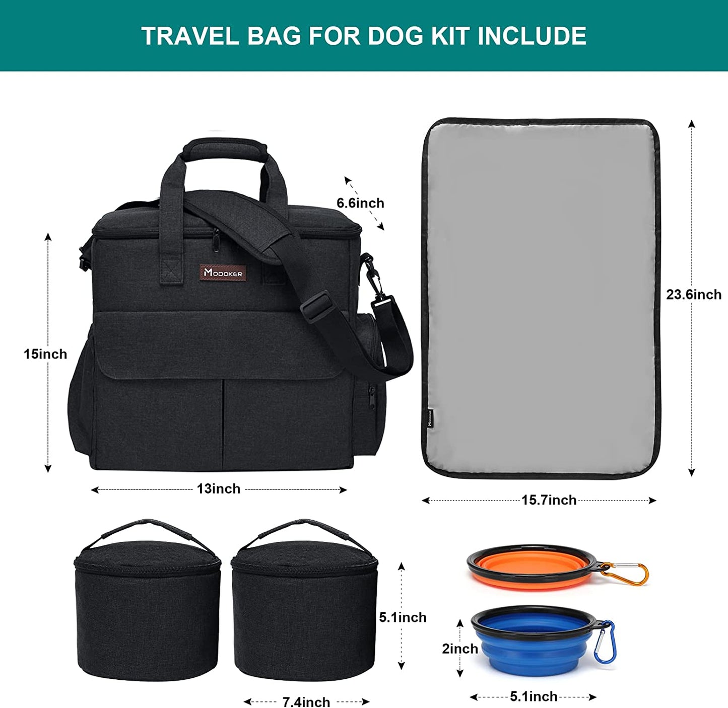 Dog Travel Bag Kit for a Weekend Away Set Includes accessories