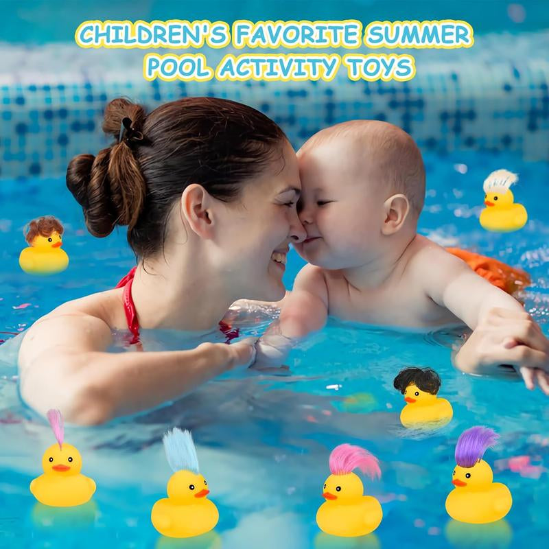 30Pcs Wig Rubber Duck Bath Toys Cute and Funny , Toys for Shower ,Birthday ,Summer Pool, Holiday, Cruise Ducks , Party Ducks