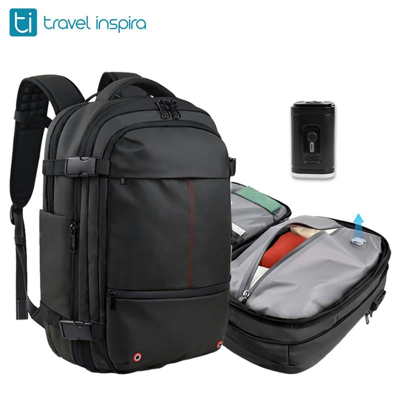 Travel Inspira, Carry-On Travel Backpack, 55L Expandable Vackpack with Vacuum Compression