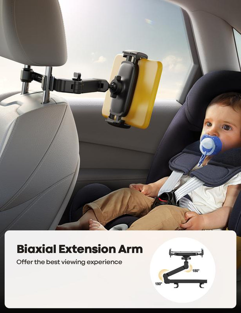 Lamicall Car Headrest Tablet Holder Adjustable Tablet Car Mount for Back Seat, Road Trip Essentials for Kids, for Tablet like Ipad Pro, Air, Mini, Galaxy, Fire HD, Black