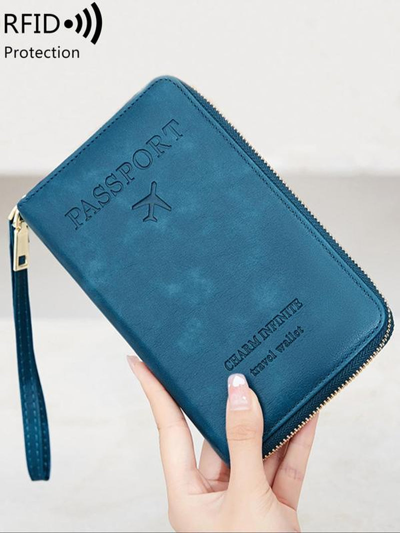 Simple Plain Passport Cases, Multi-Functional Zipper Travel Card Holder, RFID Blocking