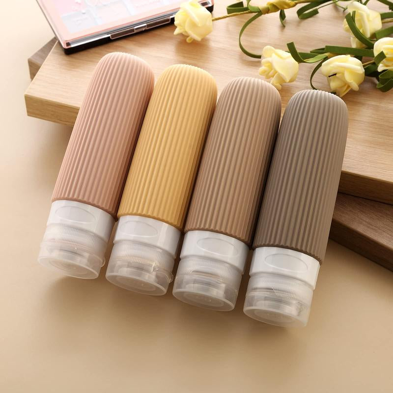 Summer Travel Bottle Set for Small Travel Toiletries, 4 Counts Leak Proof Travel Skincare Containers Bottles, Silicone