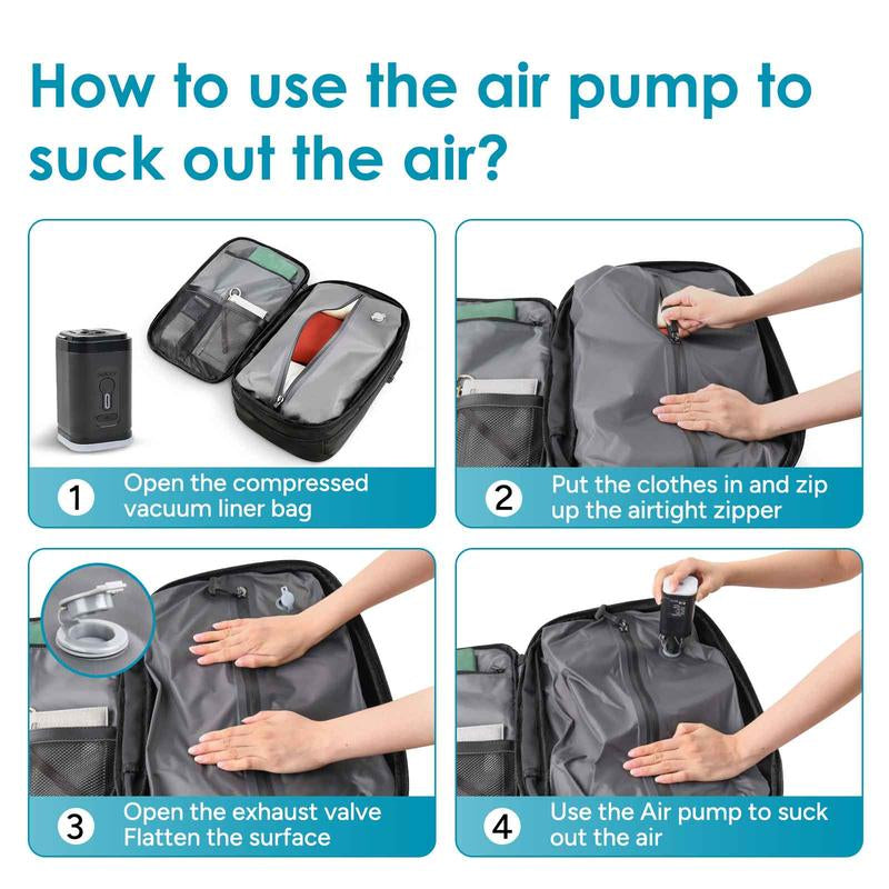 Travel Inspira, Carry-On Travel Backpack, 55L Expandable Vackpack with Vacuum Compression