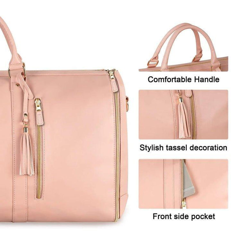 Lefame Foldable Travel Bag Convenient Carry On Duffel Bag for Travel with Shoe Compartment Personal Items Travel Bag Unisex Pink