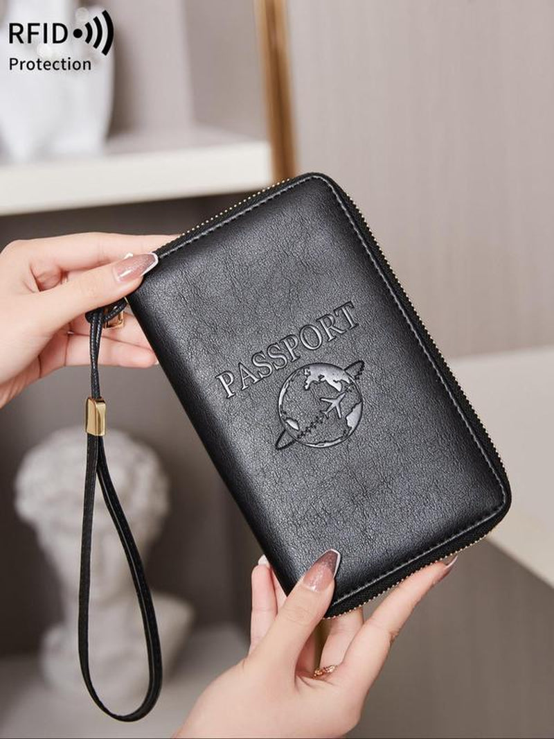 Simple Plain Passport Cases, Multi-Functional Zipper Travel Card Holder, RFID Blocking