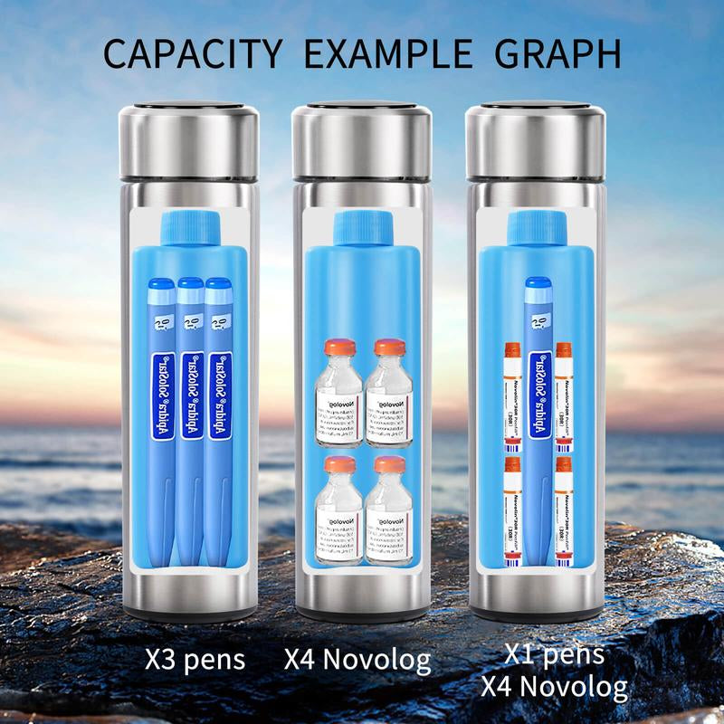 60H Insulin Pens Cooler Travel Case Medication Cooler for Travel TSA Approved Medicine Cooler Medical Diabetic Travel Cooler Bag Epipen Carry Case, Silver