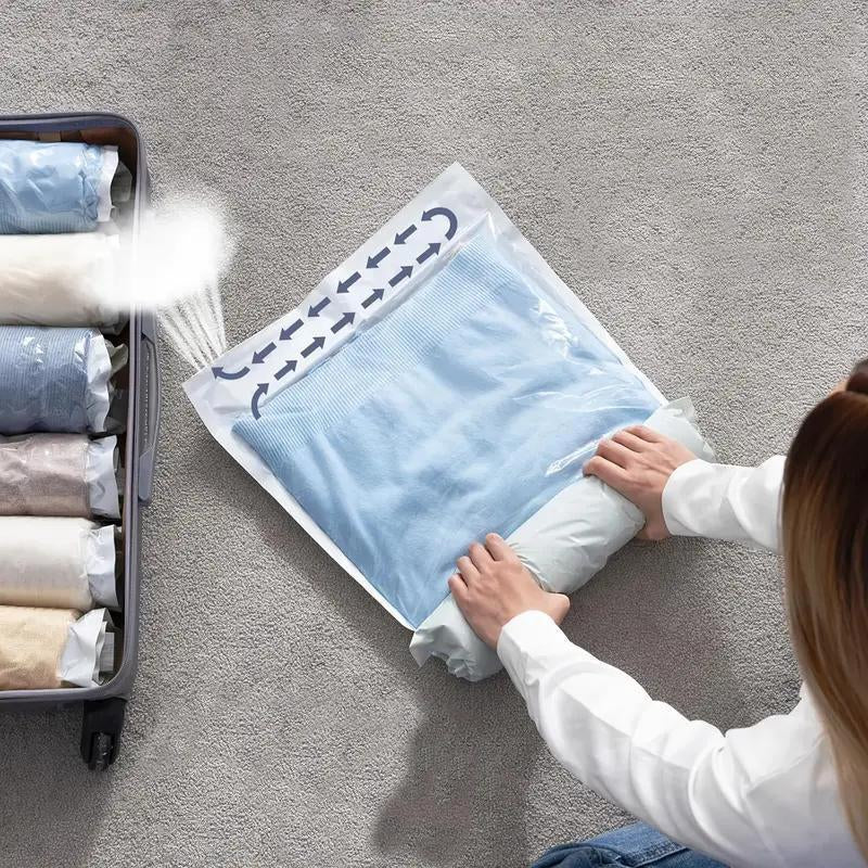 Travel Compression Bag, 6 Counts/Set Transparent Travel Compression Bag, Clothes Storage Bag, Travel Packing Cubes, Clothes Organizer, Home Organizer for Travel, Travel Essentials