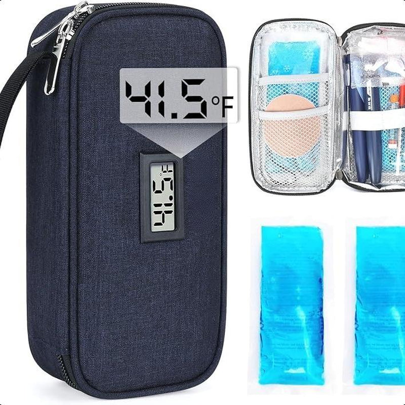 Insulin Cooler Travel Case with Temperature Display, Refrigerated Cooler Travel Case Diabetic Travel Case