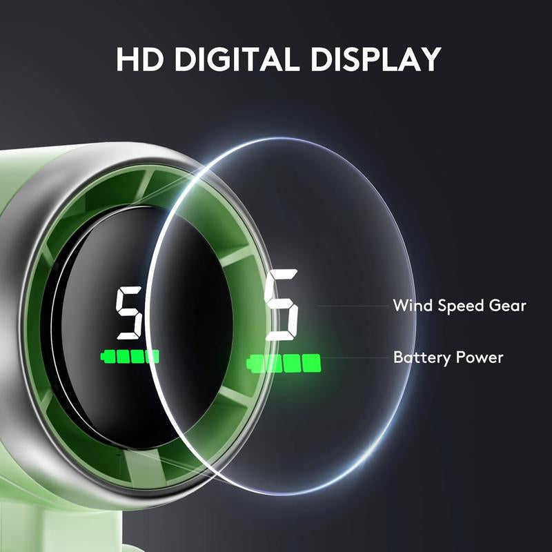Portable Handheld Turbo Fan, 5 Gearwind, up to 10 Working Hours, Air Turbo Tech Cooling Fan for Travel, Working