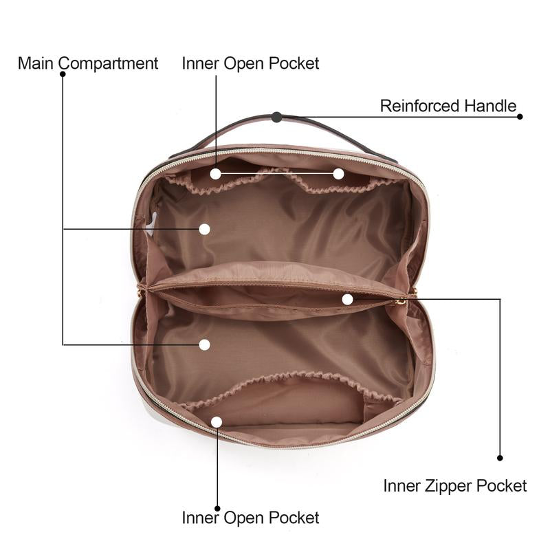 CLUCI Make up Bag Travel Cosmetic Bag Makeup Bag, Large Capacity PU Leather Waterproof Toiletry Bag