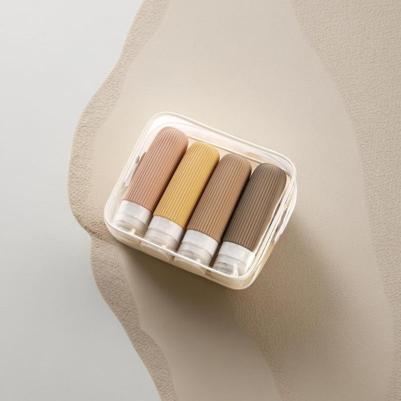 Summer Travel Bottle Set for Small Travel Toiletries, 4 Counts Leak Proof Travel Skincare Containers Bottles, Silicone