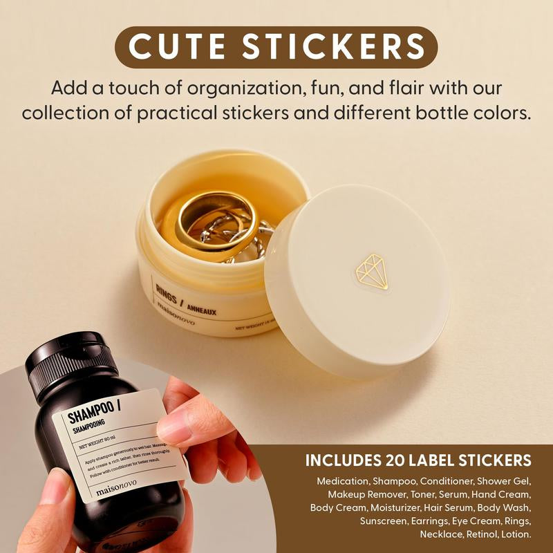 MAISONOVO Travel Bottles for Leak Proof Toiletries, TSA Approved