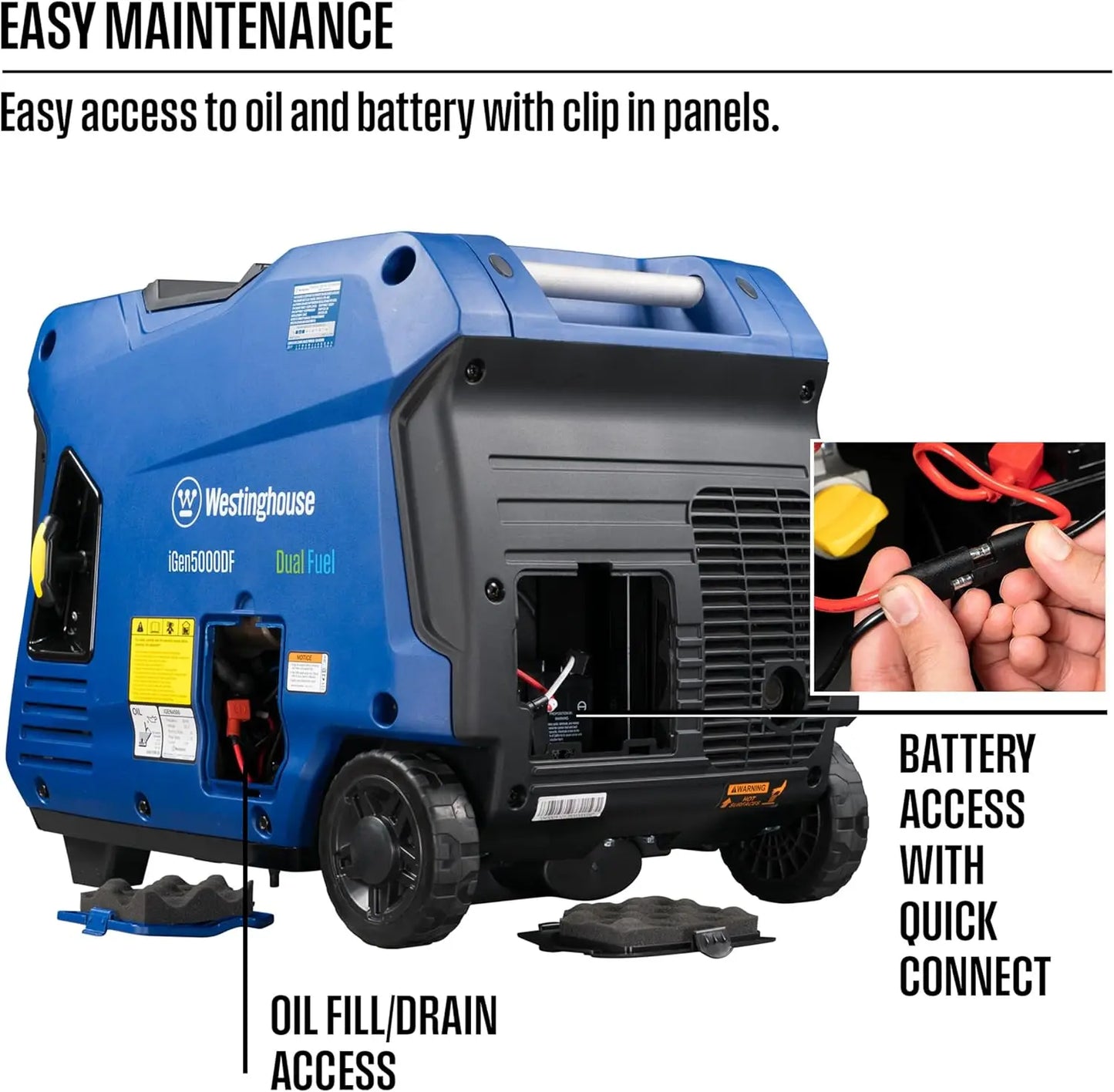 5000 Peak Watt Super Quiet Dual Fuel Portable Inverter Generator,Remote Electric Start,Gas & Propane Powered,Rv Ready 30A Outlet