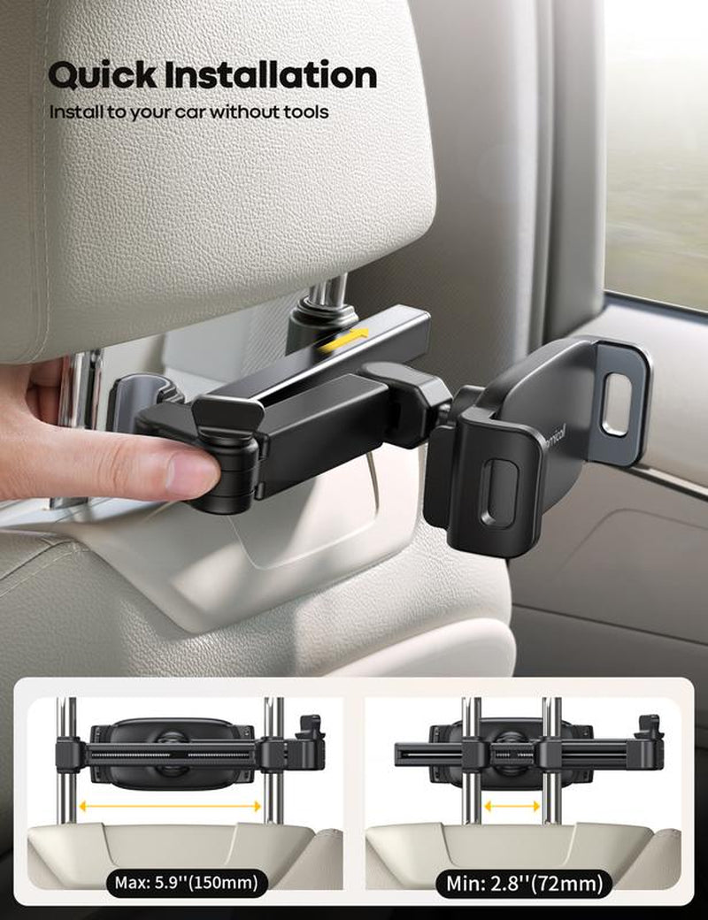 Lamicall Car Headrest Tablet Holder Adjustable Tablet Car Mount for Back Seat, Road Trip Essentials for Kids, for Tablet like Ipad Pro, Air, Mini, Galaxy, Fire HD, Black