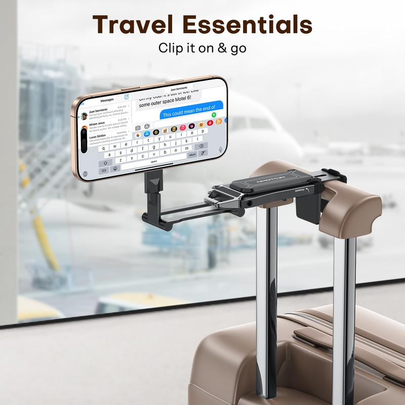 OMOTON Magnetic Phone Tripod Stand - Foldable Travel Mount with 360 Rotating Shaft Adjustable Ring Grip Selfie Stick Clamping Mount & Hook for Desk Airplane Luggage Outdoor