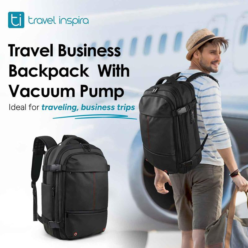 Travel Inspira, Carry-On Travel Backpack, 55L Expandable Vackpack with Vacuum Compression