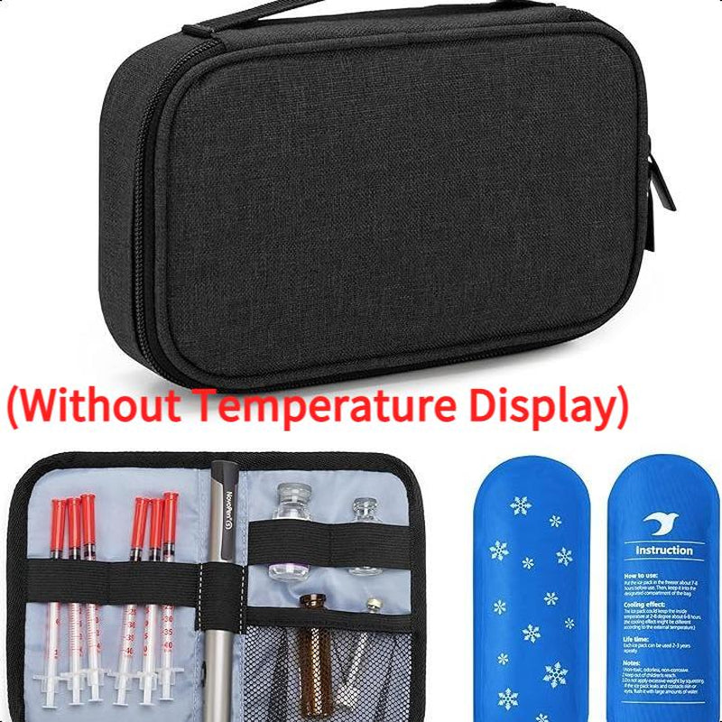 Insulin Cooler Travel Case with Temperature Display, Refrigerated Cooler Travel Case Diabetic Travel Case