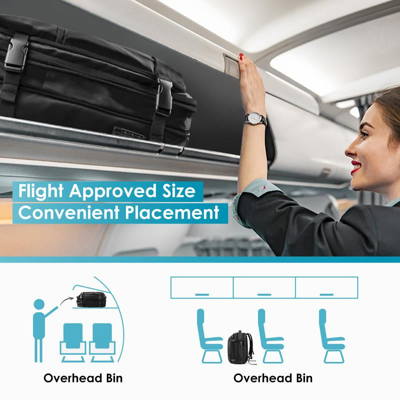 Travel Inspira, Carry-On Travel Backpack, 55L Expandable Vackpack with Vacuum Compression